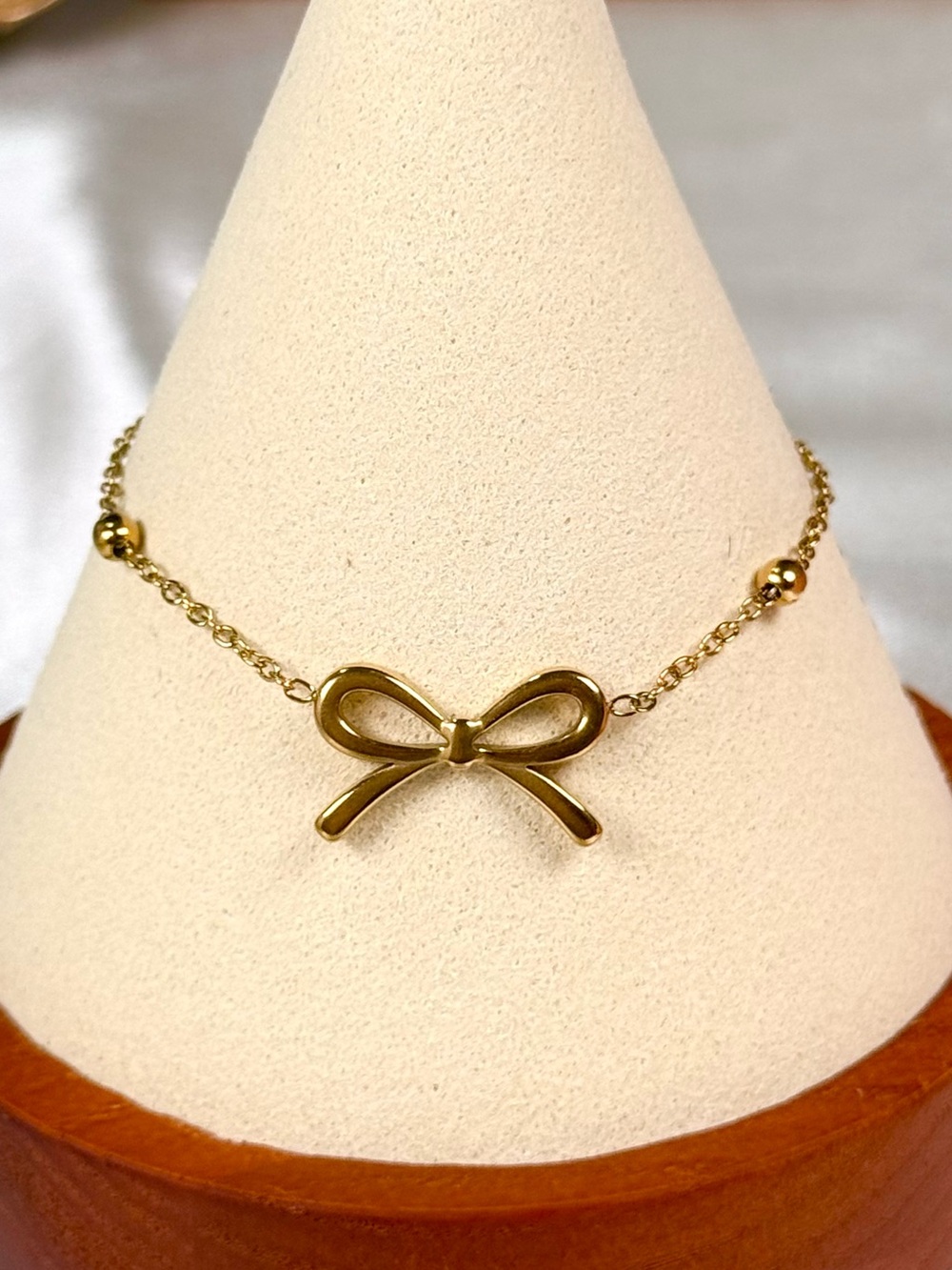 #172 18K Gold Plated Stainless Steel Women's Bow & Flower Chain Bracelet